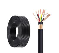 Cavo A Doppino Intrecciato RVVPS 6C, Filo Di Rame Puro Flessibile Schermato, 25-300 Piedi, Ideale For Trasmissione Del Segnale, Controllo Degli Accessi, Citofono, Sicurezza(50ft,6C-1.00mm2)