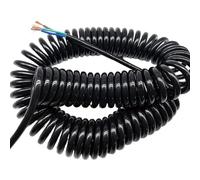 Cavo a molla, 3 nuclei 2,0 mm filo a spirale quadrato in rame puro cavo di alimentazione grande cerchio cavo a spirale nero filo telescopico (nero, elasticizzato 2 metri)