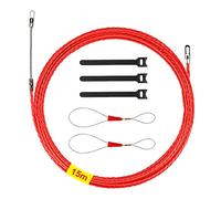 Cavo a nastro da 15 m, estrattore di fili in poliestere da 4,5 mm, per posa di cavi, infilacavi elettrici, con 2 molle guida e 3 fascette
