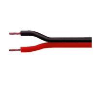 Cavo a piattina 2x0,35 mm2, 100 metri, conduttore in rame, guaina in pvc, colore rosso e nero, diametro 4mm