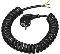 Cavo a Spirale Estensibile da 3 m Con Spina a Contatto di Protezione, Cavo di Prolunga Schuko, 230 V/16 A, IP20, 0,3 m a 3 m