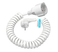 Cavo a spirale Schuko, 15 m, prolunga 16 A, 3680 W, 3 x 1,0 mm², bianco | Cavo a spirale Schuko estensibile fino a 15 m, meno grovigli di cavi, flessibile e ideale per officina, casa e cantiere