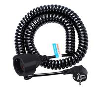 Cavo a spirale Schuko, 20 m, prolunga 16 A, 3680 W, 3 x 1,0 mm², nero | Cavo a spirale Schuko estensibile fino a 20 m, meno grovigli di cavi, flessibile e ideale per officina, casa e cantiere