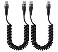 Cavo a Spirale USB C a USB C, [0.4M-1M] 120 W Cavo Type C Ricarica Rapida | 2 Pezzi Cavo Retrattile per Ricarica Veloce, compatibile con iPhone 15 16 17 Pro, Samsung S23 S22, Xiaomi, Huawei Oneplus
