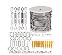 Cavo Acciaio 30 M/15 M In Acciaio Inox Corda Cavo Appeso Stendibiancheria Tende Kit Giardino Esterno Guardrail Gancio più stretto Set(15M)