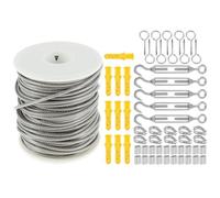 Cavo Acciaio,Corda metallica 30/15 metri di acciaio rivestito in PVC corda metallica flessibile morbida trasparente in inossidabile appeso tenda stendibiancheria(30M)