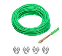 Cavo Acciaio Zincato 1/4 Verde 49ft con 4 Anelli M6 per Vinile