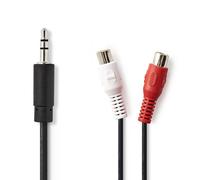 Nedis, Cavo adattatore audio da jack 3,5 mm a 2 RCA femmina 20 cm, Nero