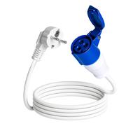 Cavo adattatore CEE da campeggio, 2 m, H07RN-F 3G1,5, adattatore CEE con accoppiamento CEE con coperchio a ribalta e spina di protezione, 250 V/16 A, IP44, per campeggio, roulotte e esterni
