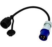 Cavo adattatore CEE maschio su attacco di protezione da 35 cm, impermeabilità IP44, resistente agli spruzzi d'acqua, H07RN-F 3G2,5 - 230V - 16A, 3 poli,I 3500W, per campeggio, caravan e roulotte