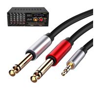 Cavo Adattatore Da 3.5mm A Due 6.35mm | Adattatore Stereo 3.5mm A Due Mono 6.35mm | 1.5 Metri Con Guaina Rinforzata Che Riduce Le Interferenze Del Segnale Per Attrezzature Dj Studio Di
