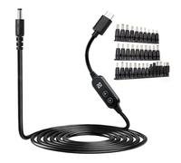 Cavo adattatore da 65 W, tipo C PD a DC, 5,5 x 2,1 mm, tensione regolabile da 1,2 m, 5 V/9 V/12 V/15 V/20 V, cavo PD-ON-DC con 34 adattatori per laptop, router, monitor, hub USB, fotocamera