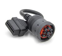 Cavo adattatore J1939 da 9 pin a 16 pin resistente | Costruzione in gomma per rilevamento e riparazione efficienti dei guasti con alloggiamento in gomma per la