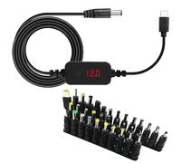 Cavo adattatore PD a DC, cavo di ricarica universale con 34 connettori, regolabile 5 V, 9 V, 12 V, 15 V, 20 V, spina cava universale, cavo USB C a DC, cavo di alimentazione DC per laptop altoparlante