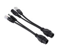 Cavo Adattatore Splitter POE Impermeabile, Lunga Durata DC12V per Trasmissione Dati e Alimentazione, Confezione da 2 Bianco (BLACK)