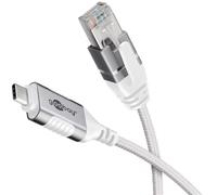 goobay Cavo adattatore da USB-C 3.1 a RJ45 CAT 6 Slim/cavo adattatore/connessione internet cablata stabile con router/switch di rete/adattatore USB a RJ45 / 1 Gbps / 3 metri/bianco / 74388