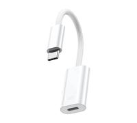 Cavo adattatore USB C a 8 pin per cuffie da 15 16 17, treccia bianca | Microfoni Inline con Controlli per Riproduzioni Musicali e Gestione Chiamate per 15 16 17 Dispositivi