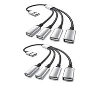 Cavo adattatore USB C maschio a 4 USB femmina OTG, cavo splitter USB a Y, cavo splitter USB 1 in 4, supporta ricarica e trasferimento dati per stampante, tastiera, flash drive, laptop, LED, cuffie