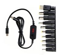 Cavo adattatore USB-C PD a DC con 10 teste di convertitore DC, 9 V 12 V 15 V 20 V regolabile, cavo di alimentazione da 1,2 m con interruttore, compatibile con laptop, monitor, router, fotocamera