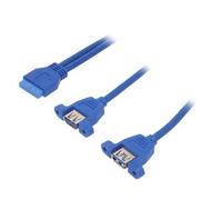 Cavo AK-CA-62: USB-USB USB 3.0 19pin, USB A-Femmina x2 0,65m AKYGA