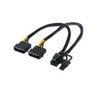 Cavo Alimentazione AISENS A131-0165 2xMolex 4pin a PCI-E 6+2pin 20cm Rame Puro