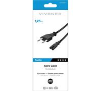 Cavo alimentazione Vivanco EU/due pin, 1,25m, nero