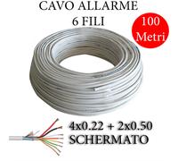 CAVO ALLARME ANTIFURTO SCHERMATO MATASSA 100 MT 2 4 6 FILI SICUREZZA IN RAME