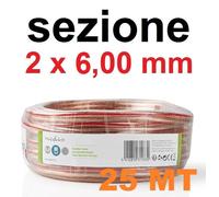 CAVO ALTOPARLANTI RAME PIATTINA SEZ. 2 X 6,00 mm 25 METRI ALTA QUALITA' x casse