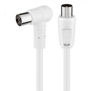Goobay 67359 Cavetto Antenna Coax Ad Angolo Coassiale (80 dB), Schermatura Doppia, Bianco, 1.5m Lunghezza del Cavo