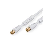 Goobay 67277 Cavetto Antenna Coax (80 dB), Coassiale in Ferrite, Schermatura Doppia, Bianco, 2.5 m Lunghezza del Cavo