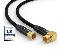 Cavo Antenna Satellitare 3m TV SAT HD Con 2 Connettori F (1 Angolato 90°) - Coassiale Ultra HD 4K 3D UHD Per Satellitari - Connettore Di Metallo - Nero - 3 Metri
