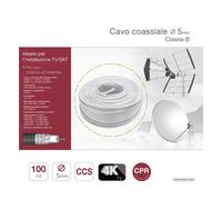 cavo antenna tv coassiale 5mm classe b matassa 100mt satellite