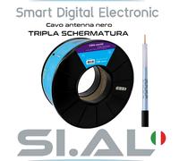 Cavo Antenna TV Coassiale Nero 6.8mm Bobina 100m Tripla Schermatura PE Esterno