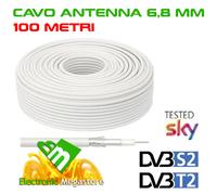 CAVO ANTENNA TV SATELLITARE TERRESTRE OTTIMO PER SKY MATASSA 100mt 6,8MM FeCu