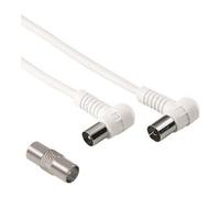 Hama Cavo antenna 90° M/F con adattatore M/M, 3 metri, 75 dB, bianco Hama