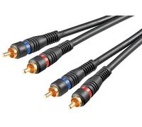 Goobay Cavo di collegamento stereo 50119 – 2 RCA, doppia schermatura, nero, 3 m