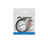Cavo Audio 3,5mm Maschio a 2 RCA Maschio 1,5m Nichelio Nero Lanberg CA-MJRC-10CC-0015-BK