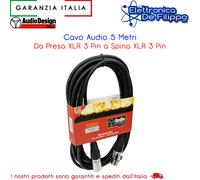 Cavo Audio 5 Metri Da Presa XLR 3 Pin a Spina XLR 3 Pin