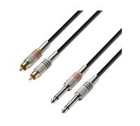 Adam Hall Cables 3 STAR TPC 0100 - Cavo audio 2 x RCA maschio a 2 x jack mono da 6,3 mm 1 m