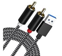 Cavo audio AUX da USB a 2 maschio RCA da 6.6 m per PC Stereo Y Splitter Cavo Jack Adattatore compatibile con computer portatile USB A, Windows, home theater, altoparlanti
