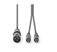 NEDIS Cavo Audio XLR, XLR 3-Pin Maschio - 2x RCA Maschio, Grigio, 3 m