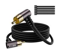 Cavo audio coassiale RCA da 90 gradi per subwoofer, cavo RCA analogico digitale a doppia schermatura, doppio connettore ad angolo retto placcato oro, intrecciato, per HDTV, subwoofer, sistema Hi-Fi