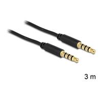 Cavo audio DeLOCK 3,5 mm maschio a maschio nero 3 m contatti placcati oro