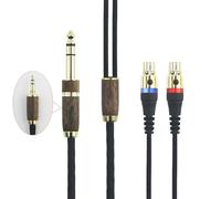 Cavo audio di ricambio compatibile con cuffie Audeze LCD-2 LCD-4 LCD-3 LCD-X LCD-XC, MM-500 7N OCC rame placcato argento cavo guscio in legno di noce adattatore 3,5 mm/6,35 mm