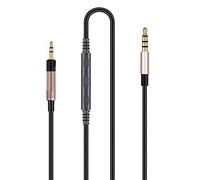Cavo audio di ricambio compatibile con cuffie Sennheiser HD6 Mix, HD 7 DJ, HD 8 DJ, compatibile con iPhone, iPod, iPad, dispositivi Apple, nero, con microfono in linea e controllo remoto del volume