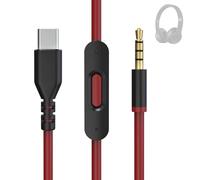 Cavo audio di ricambio da USB C a 3,5 mm per Beats Solo 4 3 2, Studio 2 3 Pro, Detox Wireless Mixr Executive Pill cuffie Aux Cord con microfono e volume per iPhone 17 16 15, laptop (nero e rosso)
