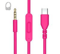 Cavo audio di ricambio da USB-C a jack AUX da 3,5 mm, con microfono in linea e controllo del volume, compatibile con Beats by Dr Dre Solo2/Solo3/Solo Pro, Studio2/Studio3/Studio Pro (rosa)