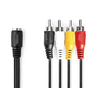 Cavo Audio DIN | Femmina a 5 Pin DIN | 4X RCA Maschio | Placcato Nickel | 0.20 m | Tondo | PVC | Nero | Label