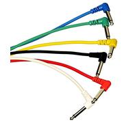 Cavo Audio Jack Mono 6.3 mm ad Angolo a Jack Mono 6.3 mm 0.15 Metri 6 Pezzi Colorati (Giallo, Rosso, Blu, Verde, Bianco e Nero) per Strumenti Musicali Chitarra Bassi Batteria Pianola