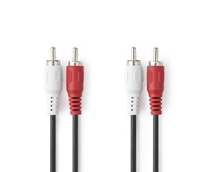 Cavo audio Nedis CAGL24200BK10 2x RCA maschio 1 m Nero CCS/Nickel